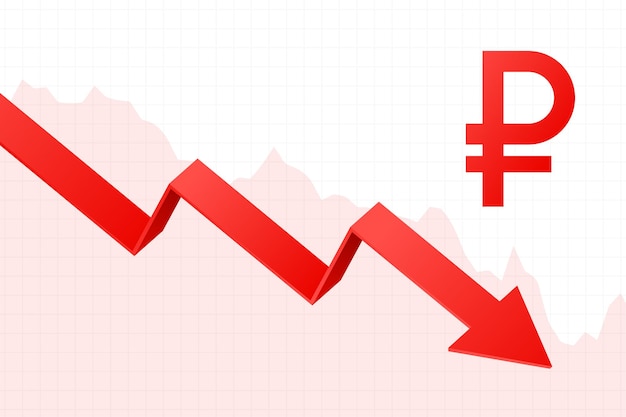 Free vector ruble downfall with red arrow