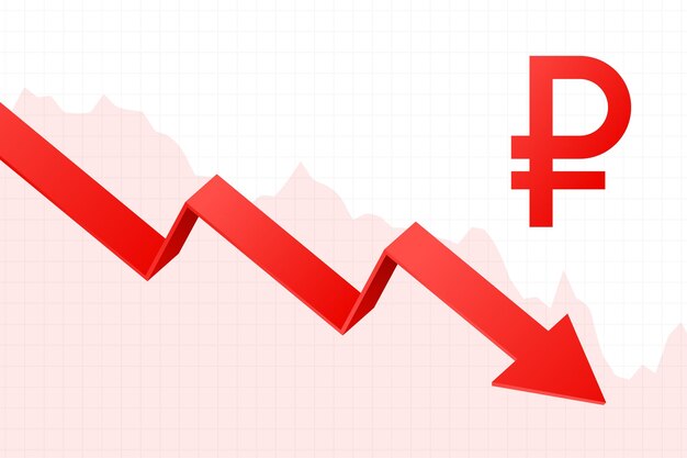 Ruble downfall with red arrow