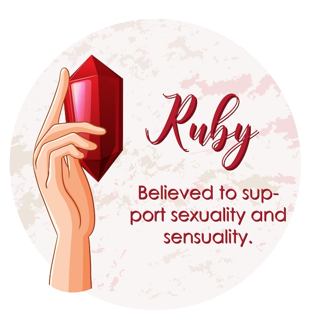 Free vector ruby gemstone with text
