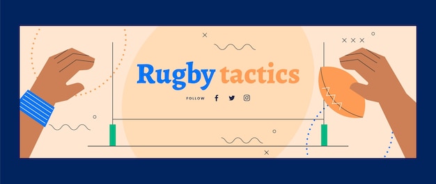 Vettore gratuito modello di intestazione twitter per il gioco di rugby