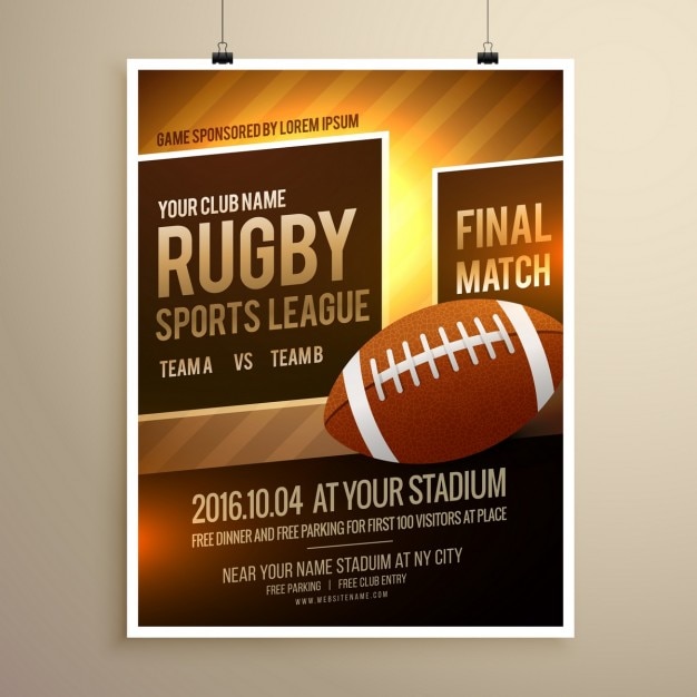 Free vector rugby sports flyer template