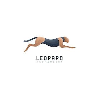 Run leopard modern logo gradient color
