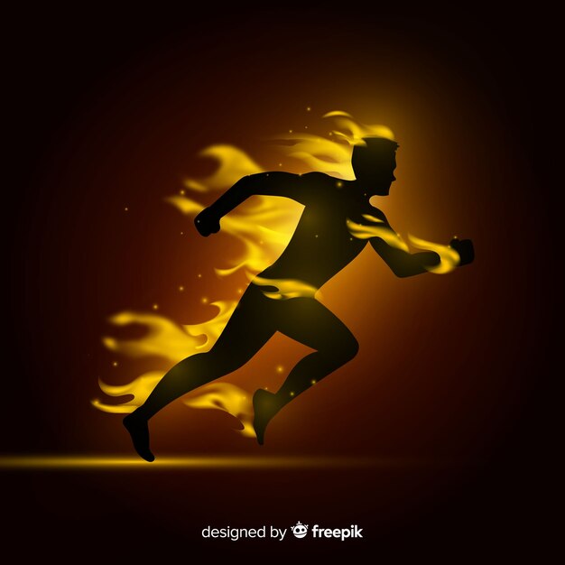 Runner in flames flat style