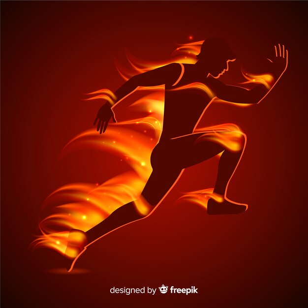 Runner in flames flat style