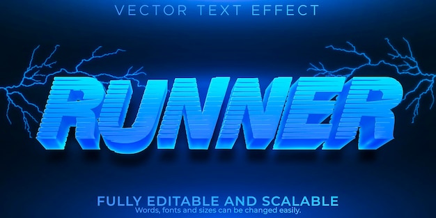 Free vector runner text effect, editable speed and race text style