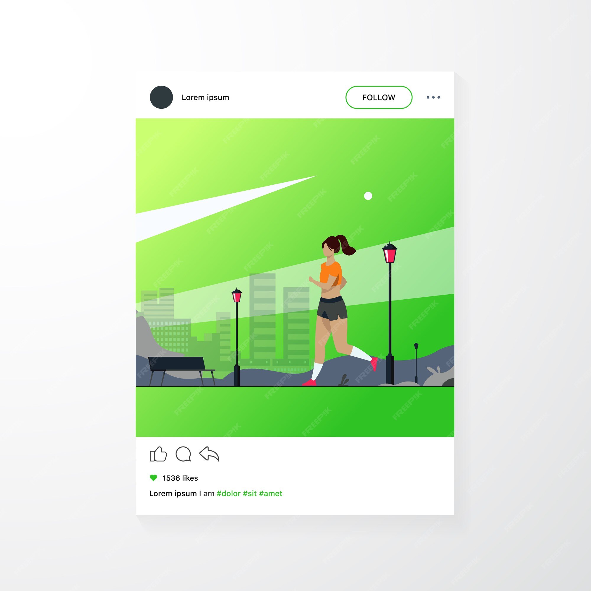 Jogging woman outdoors. Girl running in sportswear. Morning jog in park.  Flat vector illustration. Healthy lifestyle and fitness concept 8384742  Vector Art at Vecteezy