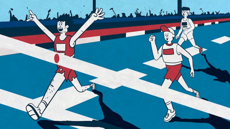 Free Vector runner winning marathon vector