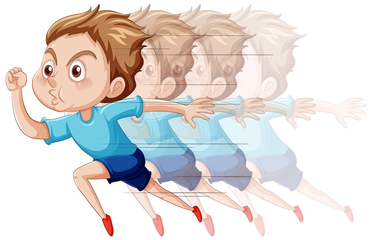 Free Vector running boy cartoon character on white background