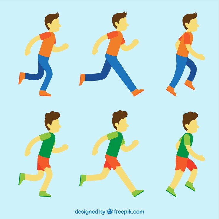 Free Vector running characters collection