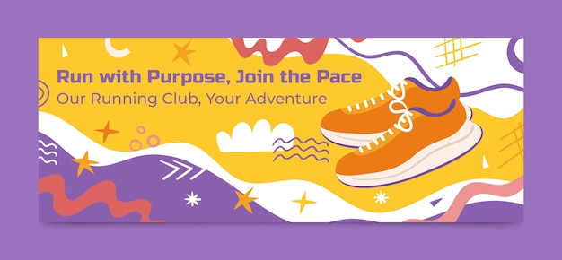 Free vector running club facebook cover