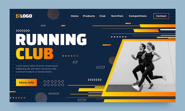 Free vector running club  landing page