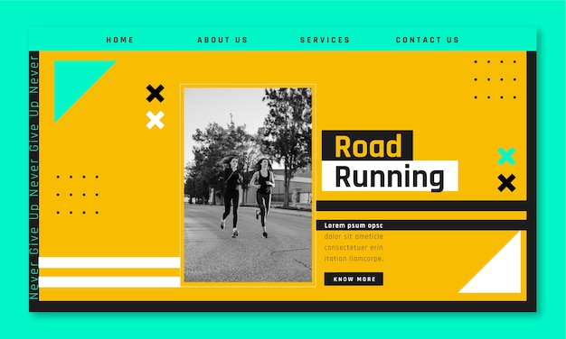 Free vector running club  landing page