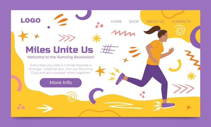 Free Vector running club landing page