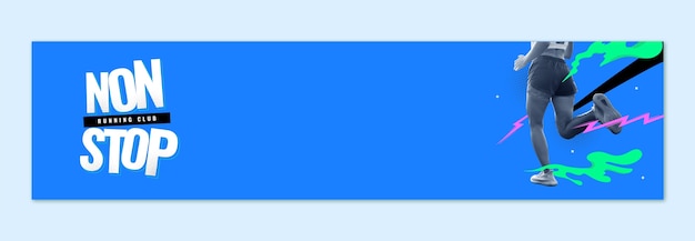 無料ベクター ランニングクラブのツイッチ・バナー