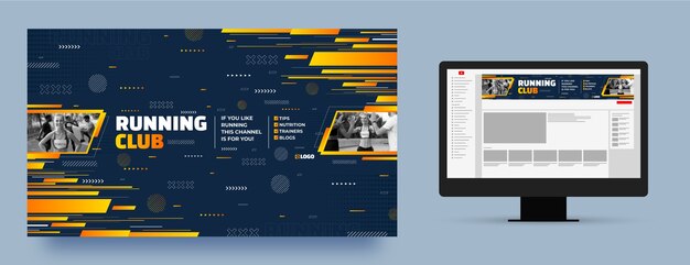 Бесплатное векторное изображение Искусство канала youtube клуба бега