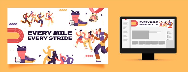Free Vector running club youtube channel art