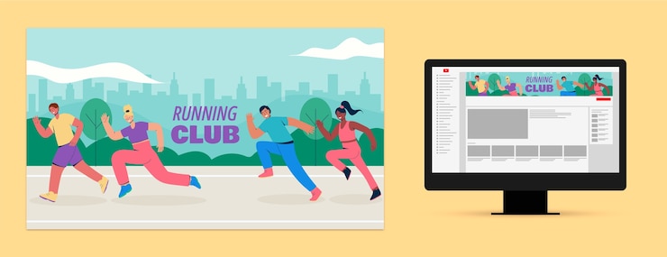 Free Vector running club  youtube channel art