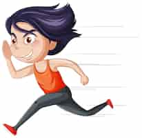 Free vector running girl cartoon character on white background