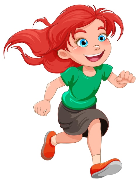 Running girl cartoon character