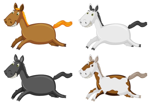 Free vector running horse cartoon on white background