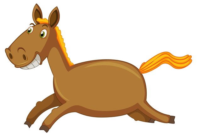 Running horse cartoon on white background