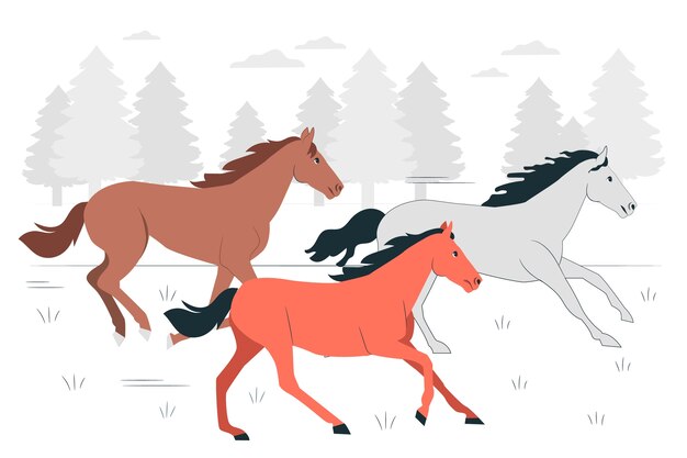 Free Vector running horse concept illustration