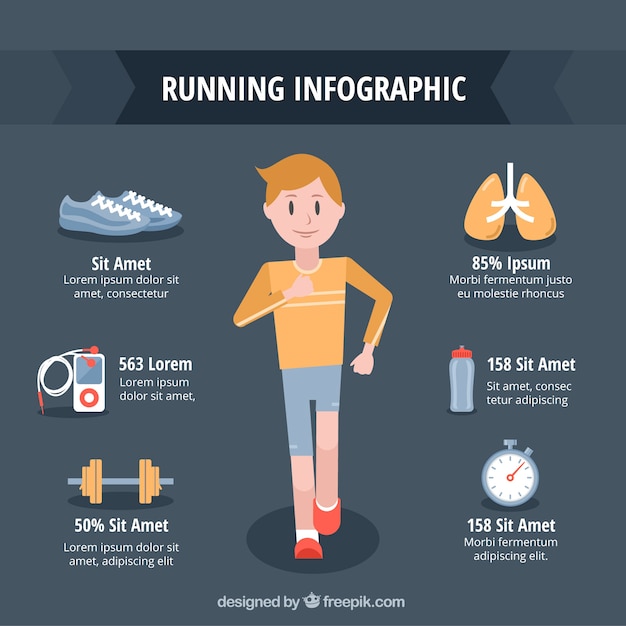 Free vector running infographic template in flat design