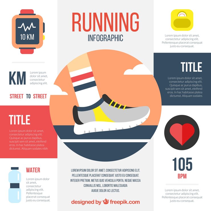 Free Vector running infographic with flat items