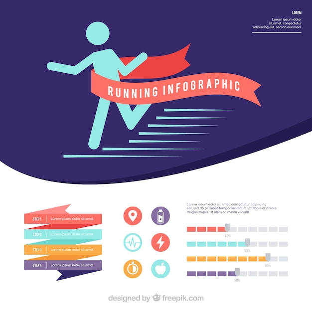 Running infographic with ribbons