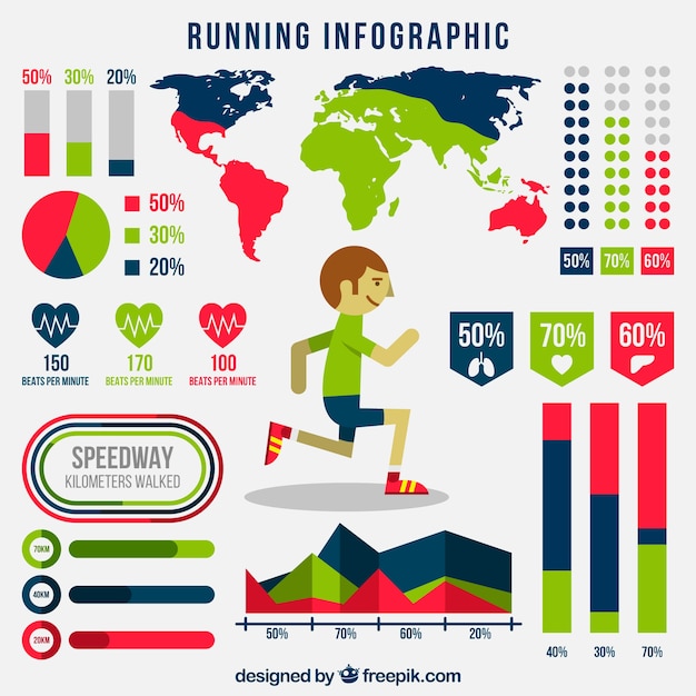 Running infographick with world map