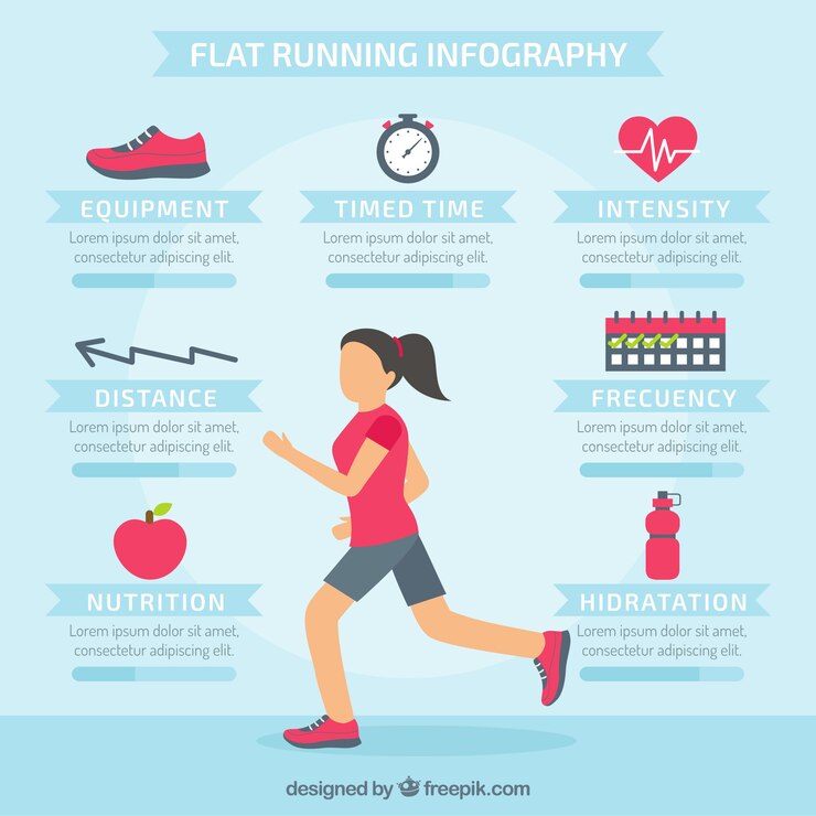 Free Vector running infographics in flat style