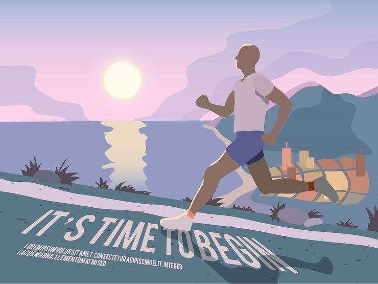 Free Vector running man fitness poster