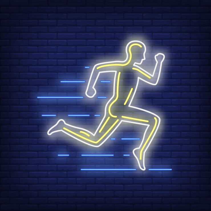 Free Vector running man neon sign