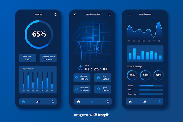 Free vector running mobile app infographic flat style