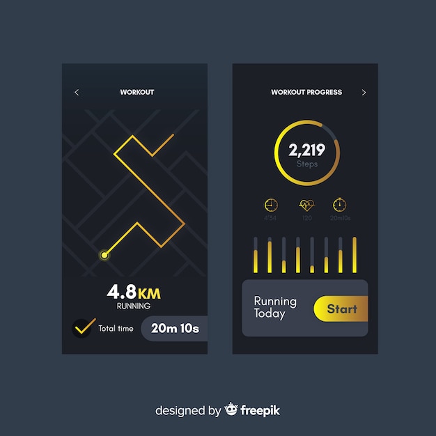 Running mobile app infographic flat style