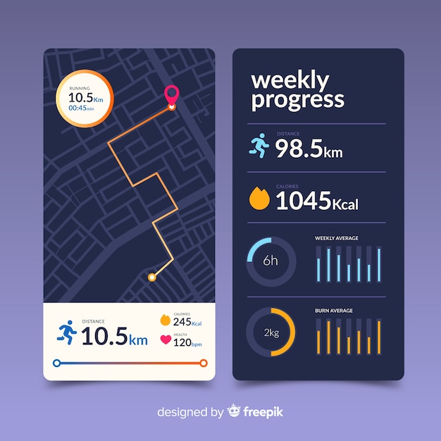 Free vector running mobile app infographic flat style