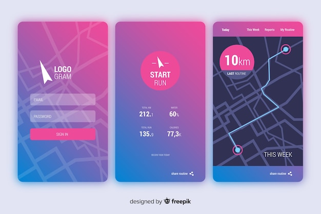 Free vector running mobile app infographic flat style