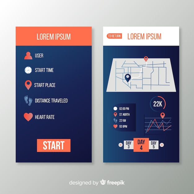Free vector running mobile app infographic template