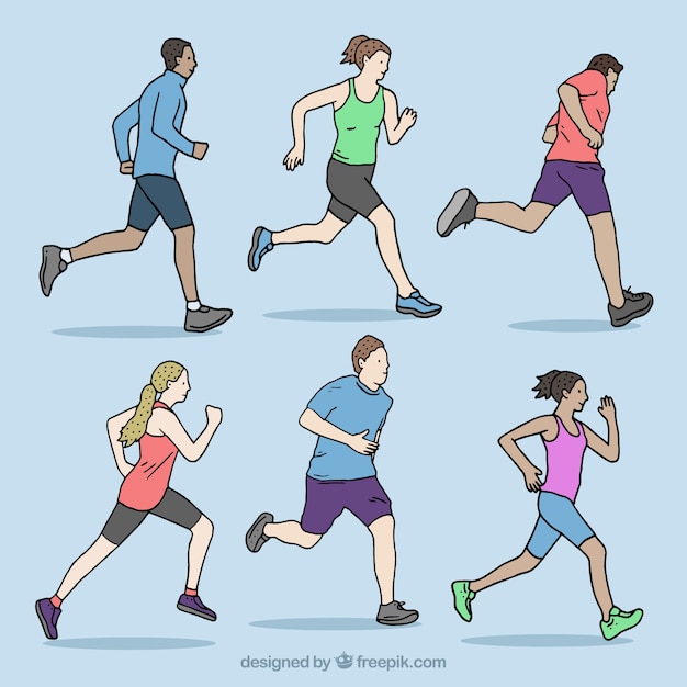 Running people collection Free Vector