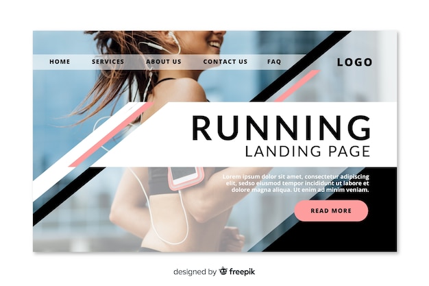 Free vector running sport landing page