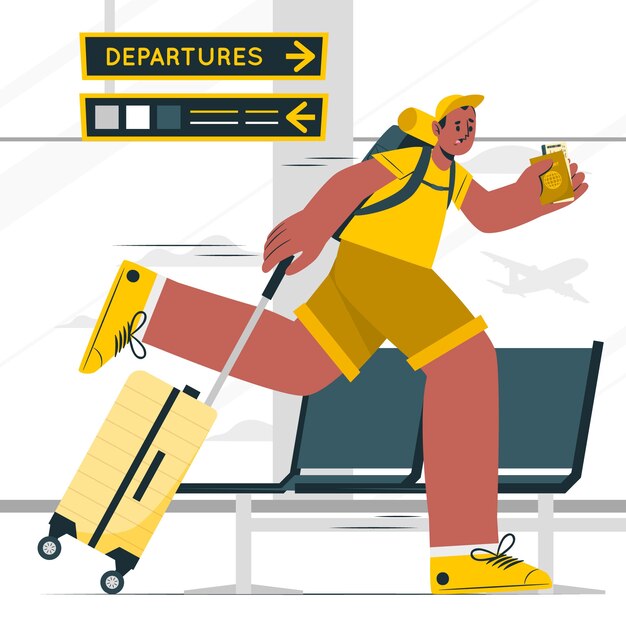 Бесплатное векторное изображение Иллюстрация концепции бега с чемоданами