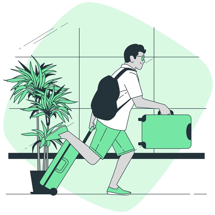 Free Vector running with suitcases concept illustration
