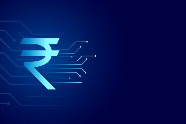 Rupee symbol in digital technology background