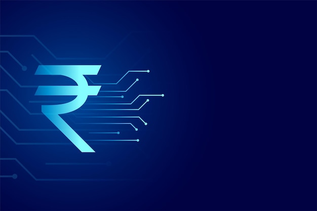 Free vector rupee symbol in digital technology background