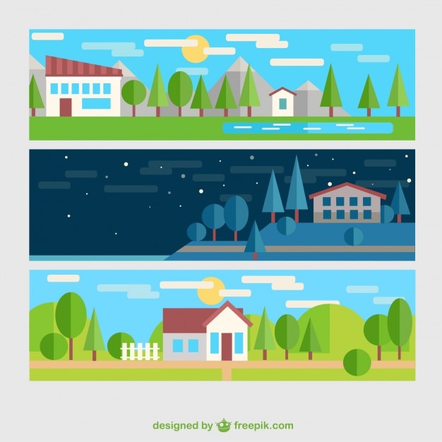 Free vector rural landscape banners