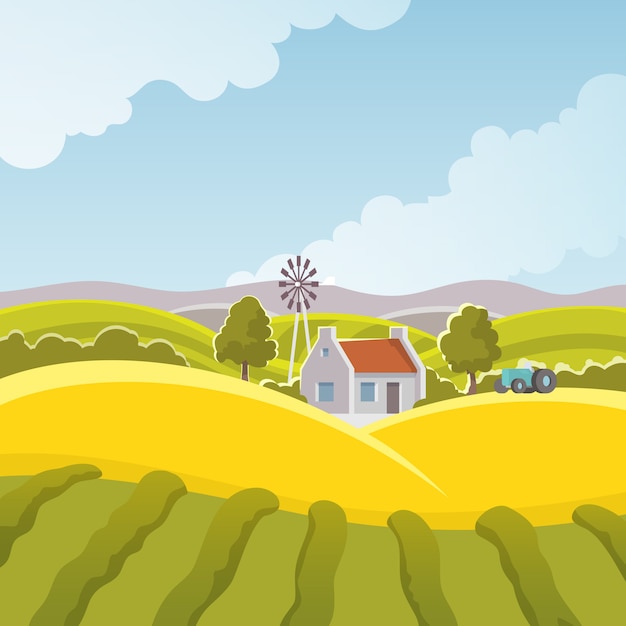 Free vector rural landscape illustration