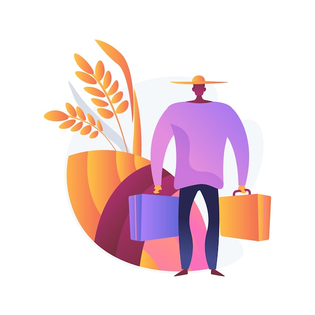 Rural migration abstract concept vector illustration. Rural-urban migration flows, people movement, agriculture development, population growth, moving to city, urbanization abstract metaphor.