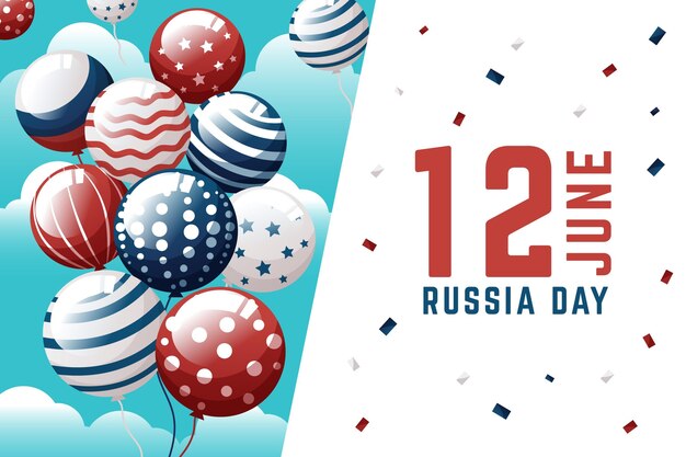 Russia day background with balloons theme