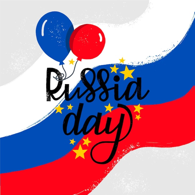 Russia day celebration hand drawn design
