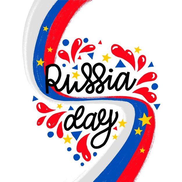 ロシアの日のお祝い手描きスタイル